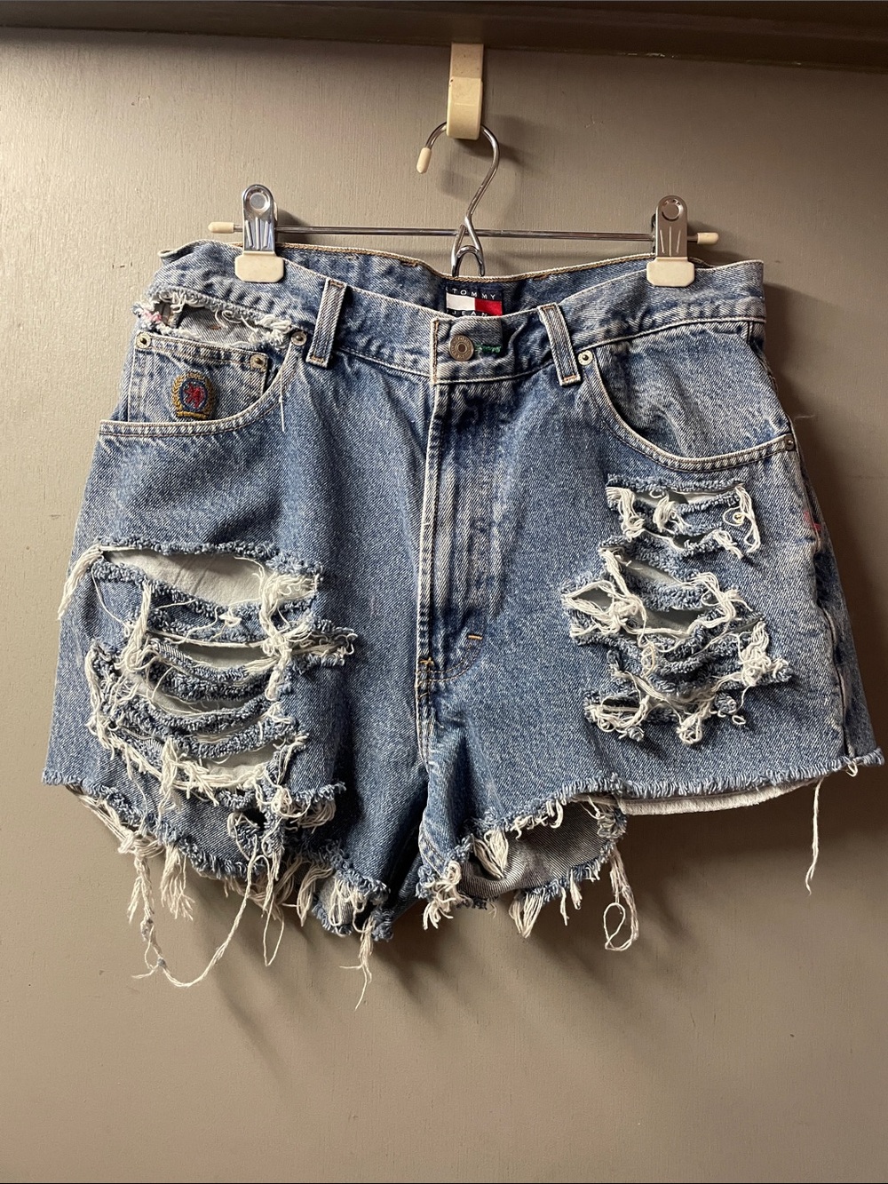 Tommy Hilfiger Distressed Light Blue Denim Cutoff Shorts